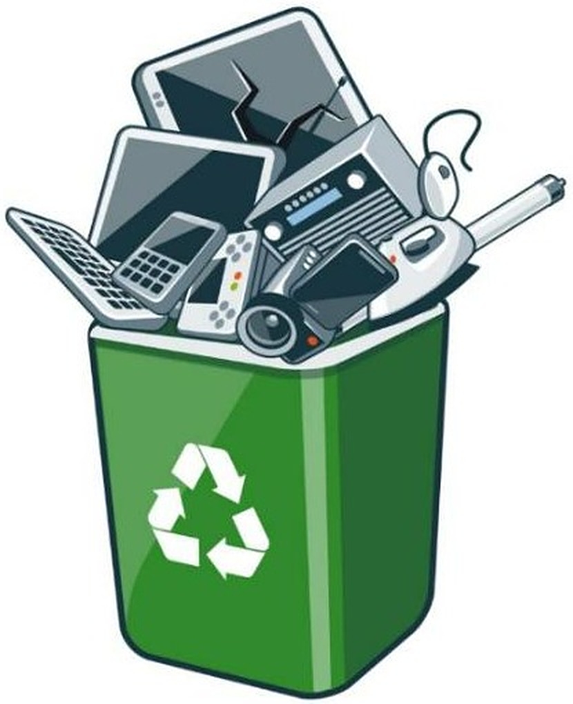 E-waste in a recycling bin
